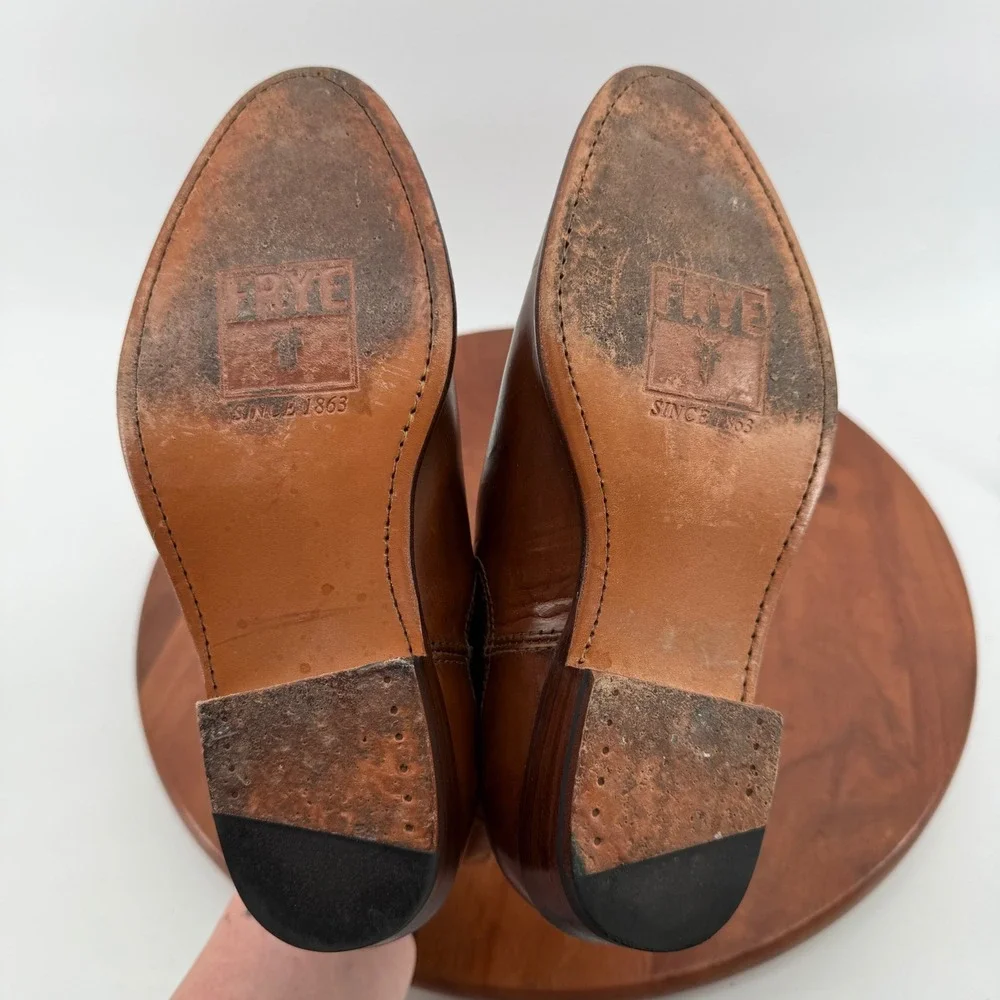 Frye Chelsea Boots Cognac Brown Leather Goodyear Welt Made in Spain Women 6